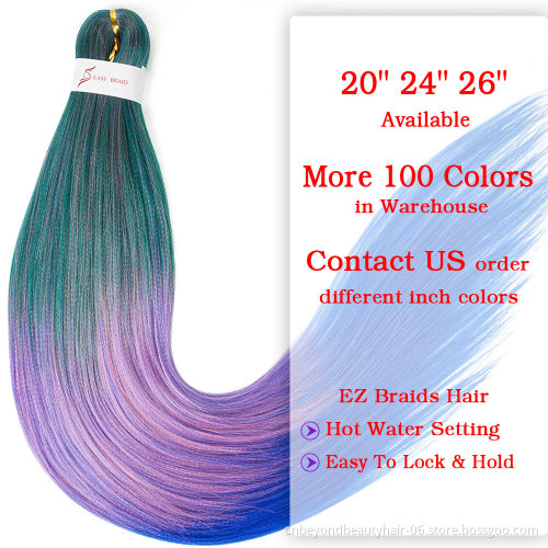 Ombre Pre Stretched Braiding Hair X pression For Wholesale Ombre 1B Purple rainbow Synthetic braiding hair extension Bulk cheap